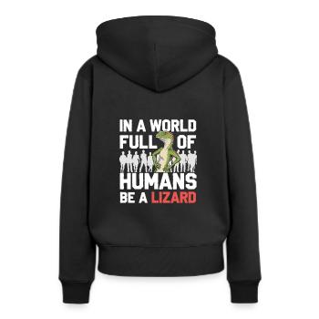 Lézard Peuple Reptile Conspiration Et Secret - Sweat à capuche Premium bio Femme - noir - Dos - Julia (174cm)