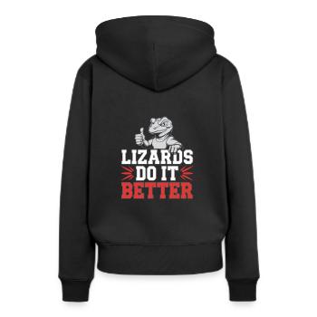 Lézard Peuple Reptile Conspiration Et Secret - Sweat à capuche Premium bio Femme - noir - Dos - Julia (174cm)