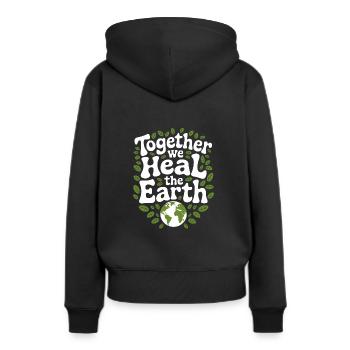 Optimisme climatique, Jour de la Terre, Durabilité - Sweat à capuche Premium bio Femme - noir - Dos - Julia (174cm)