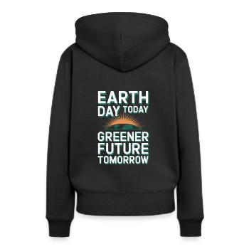 Optimisme climatique, Jour de la Terre, Durabilité - Sweat à capuche Premium bio Femme - noir - Dos - Julia (174cm)