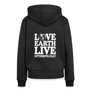 Optimisme climatique, Jour de la Terre, Durabilité - Sweat à capuche Premium bio Femme - noir - Dos - Julia (174cm)