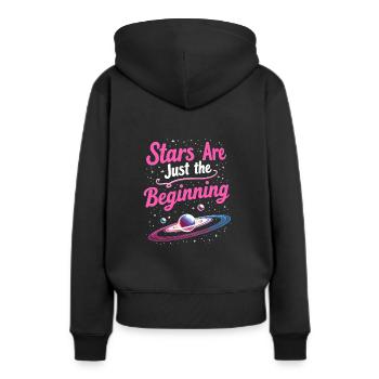 Exploration spatiale Découverte cosmique - Sweat à capuche Premium bio Femme - noir - Dos - Julia (174cm)