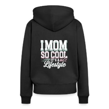 « maman cool », une parentalité amusante et attachante - Sweat à capuche Premium bio Femme - noir - Dos - Julia (174cm)