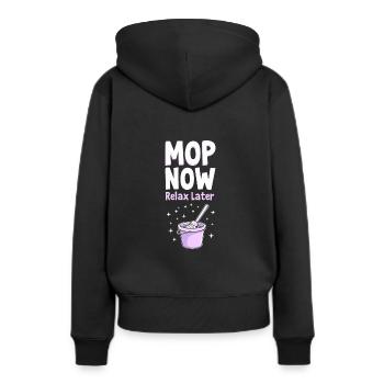 Frühjahrsputz-enthusiasten, Neuanfang Und - Frauen Premium Bio Hoodie - Schwarz - Hinten - Julia (174cm)