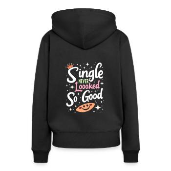 Séparation, autonomisation, amour de soi, nouveaux départs - Sweat à capuche Premium bio Femme - noir - Dos - Julia (174cm)
