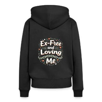 Séparation, autonomisation, amour de soi, nouveaux départs - Sweat à capuche Premium bio Femme - noir - Dos - Julia (174cm)