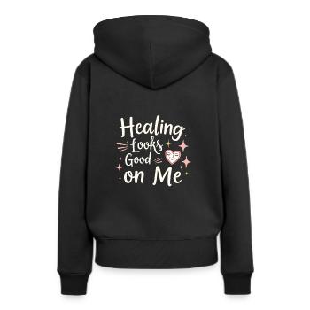Autonomisation de la séparation, amour de soi, nouveaux départs - Sweat à capuche Premium bio Femme - noir - Dos - Julia (174cm)