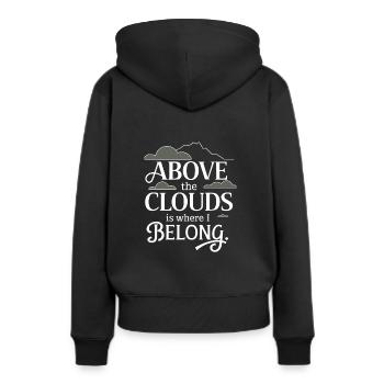 Wolkenblick, Entspannender Himmel, Verträumte - Frauen Premium Bio Hoodie - Schwarz - Hinten - Julia (174cm)
