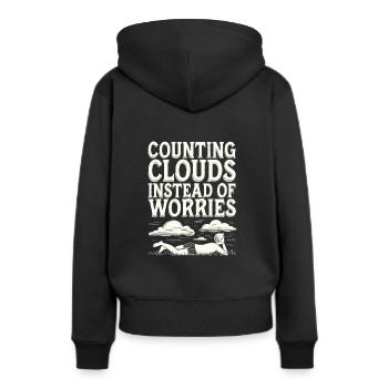 Wolkenblick, Entspannender Himmel, Verträumte - Frauen Premium Bio Hoodie - Schwarz - Hinten - Julia (174cm)