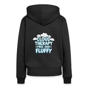 Wolkenblick, Entspannender Himmel, Verträumte - Frauen Premium Bio Hoodie - Schwarz - Hinten - Julia (174cm)