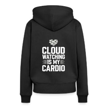 Wolkenblick, Entspannender Himmel, Verträumte - Frauen Premium Bio Hoodie - Schwarz - Hinten - Julia (174cm)