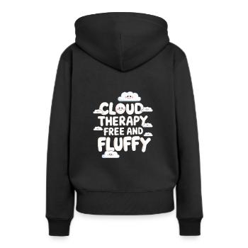 Wolkenblick, Entspannender Himmel, Verträumte - Frauen Premium Bio Hoodie - Schwarz - Hinten - Julia (174cm)