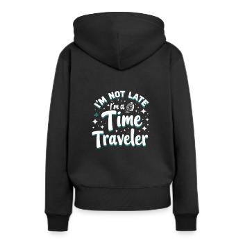 Zeitreise-enthusiast, Der Sich Für - Frauen Premium Bio Hoodie - Schwarz - Hinten - Julia (174cm)