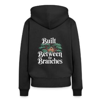 Constructeur de cabanes dans les arbres Construction de cabane dans les arbres - Sweat à capuche Premium bio Femme - noir - Dos - Julia (174cm)