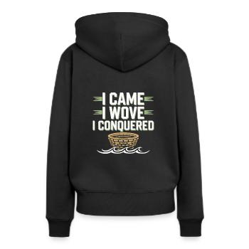 Unterwasser Korb Weben Skurrile Kunsthandwerk - Frauen Premium Bio Hoodie - Schwarz - Hinten - Julia (174cm)