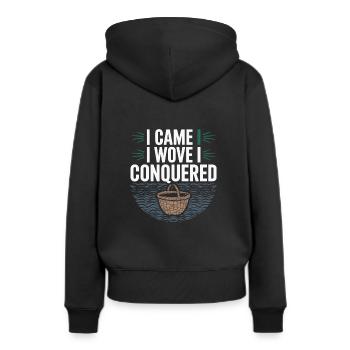 Unterwasser Korb Weben Skurrile Kunsthandwerk - Frauen Premium Bio Hoodie - Schwarz - Hinten - Julia (174cm)