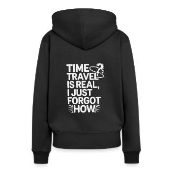Zeitreise-enthusiast, Der Sich Für - Frauen Premium Bio Hoodie - Schwarz - Hinten - Julia (174cm)