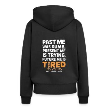 Zeitreise-enthusiast, Der Sich Für - Frauen Premium Bio Hoodie - Schwarz - Hinten - Julia (174cm)