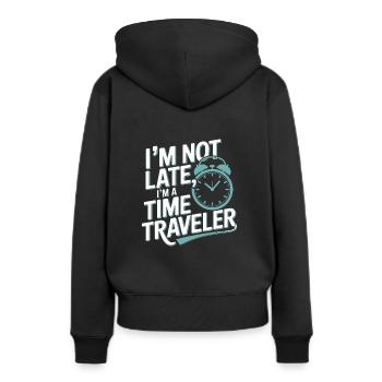 Zeitreise-enthusiast, Der Sich Für - Frauen Premium Bio Hoodie - Schwarz - Hinten - Julia (174cm)