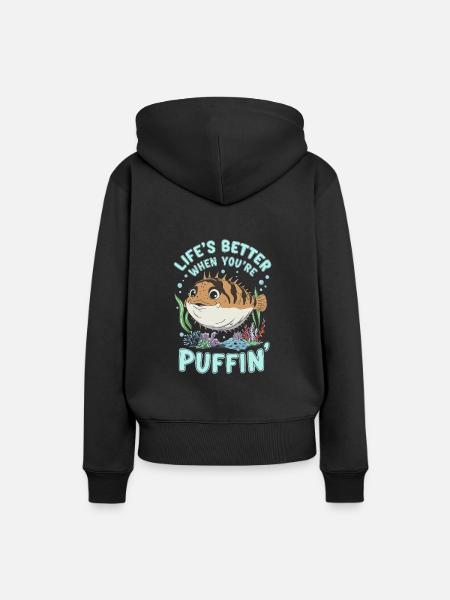 Kugelfisch-meereslebewesen-enthusiasten Quirky - Frauen Premium Bio Hoodie - Schwarz
