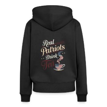 Boston Tea 1773 Révolution américaine Historique - Sweat à capuche Premium bio Femme - noir - Dos - Julia (174cm)
