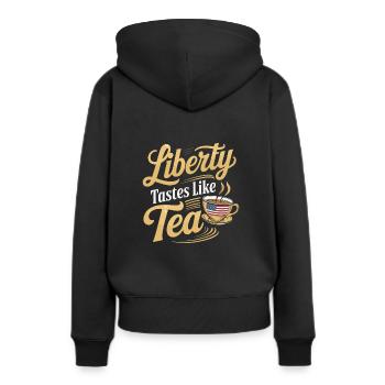 Boston Tea 1773 Révolution américaine Historique - Sweat à capuche Premium bio Femme - noir - Dos - Julia (174cm)