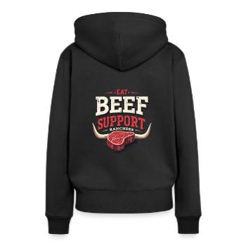 Bovins Éleveur Éleveur Éleveur Éleveur Mode de vie - Sweat à capuche Premium bio Femme - noir - Dos - Julia (174cm)