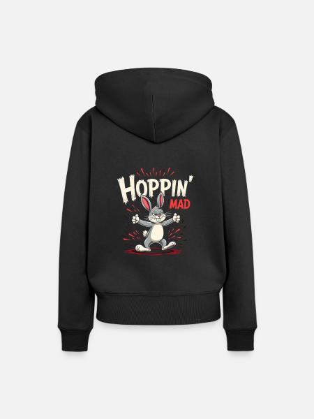 Mürrischer Hase Sarkastisches Tierdesign - Frauen Premium Bio Hoodie - Schwarz