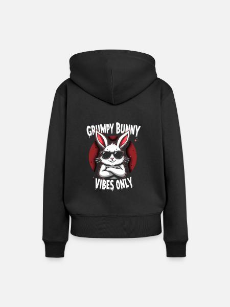 Mürrischer Hase Sarkastisches Tierdesign - Frauen Premium Bio Hoodie - Schwarz