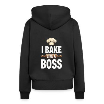 Candidat Junior en Boulangerie Jeune Chef Boulangerie - Sweat à capuche Premium bio Femme - noir - Dos - Julia (174cm)