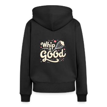 Candidat Junior en Boulangerie Jeune Chef Boulangerie - Sweat à capuche Premium bio Femme - noir - Dos - Julia (174cm)