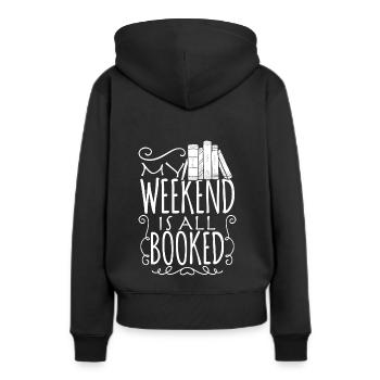 Lesen am Wochenende - Frauen Premium Bio Hoodie - Schwarz - Hinten - Julia (174cm)