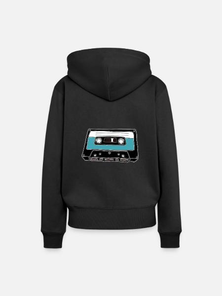 Retro Kassette - Frauen Premium Bio Hoodie - Schwarz