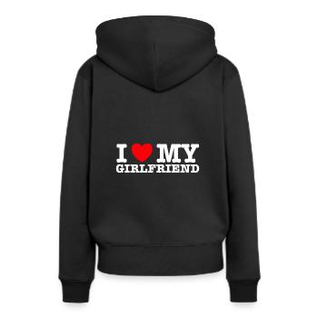 I Love My Girlfriend - Frauen Premium Bio Hoodie - Schwarz - Hinten - Julia (174cm)