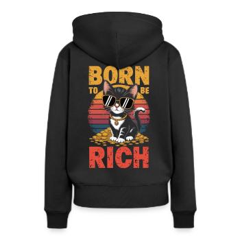 Né pour la richesse – Édition Cool Cat - Sweat à capuche Premium bio Femme - noir - Dos - Julia (174cm)