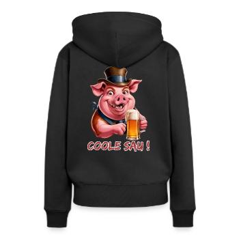 Coole Sau - Cooles Schwein - Party Sau - Frauen Premium Bio Hoodie - Schwarz - Hinten - Julia (174cm)