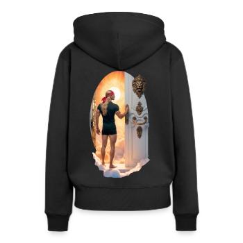 Die Pforte zum Himmel - Frauen Premium Bio Hoodie - Schwarz - Hinten - Julia (174cm)