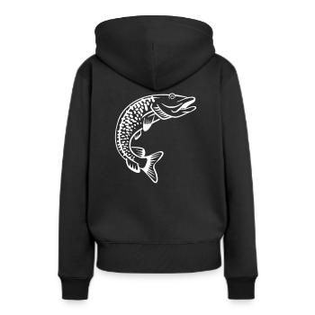 Hecht - Frauen Premium Bio Hoodie - Schwarz - Hinten - Julia (174cm)