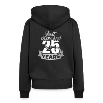 Anniversaire de mariage en argent - Sweat à capuche Premium bio Femme - noir - Dos - Julia (174cm)