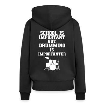 School Is Important But Drumming Is Importanter - Frauen Premium Bio Hoodie - Schwarz - Hinten - Julia (174cm)