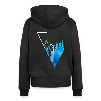 montagnes et forêt panorama bleu - Sweat à capuche Premium bio Femme - noir - Dos - Julia (174cm)