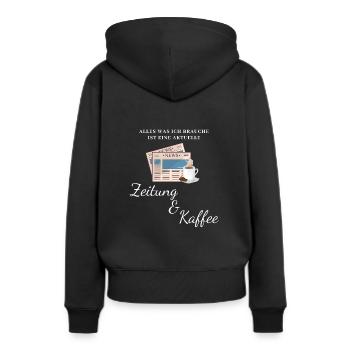 Zeitung Lesen Nachrichten Magazin Geschenk - Frauen Premium Bio Hoodie - Schwarz - Hinten - Julia (174cm)