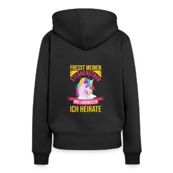 Junggesellenabschied Polterabend JGA Braut - Frauen Premium Bio Hoodie - Schwarz - Hinten - Julia (174cm)