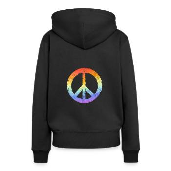 Hippy Peace Symbol Hippie Frieden Freiheit Liebe - Frauen Premium Bio Hoodie - Schwarz - Hinten - Julia (174cm)