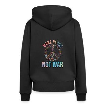 Hippy Peace Symbol Hippie Frieden Freiheit Liebe - Frauen Premium Bio Hoodie - Schwarz - Hinten - Julia (174cm)
