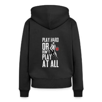 Basketball Streetball Dunking Coach Korb - Frauen Premium Bio Hoodie - Schwarz - Hinten - Julia (174cm)