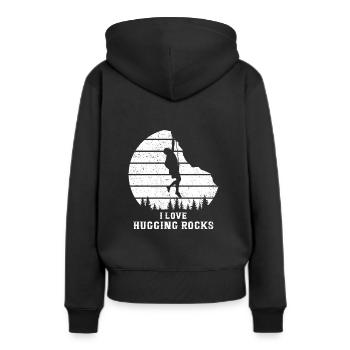 I Love Hugging Rocks Bouldering Rock Boulder Climb - Frauen Premium Bio Hoodie - Schwarz - Hinten - Julia (174cm)