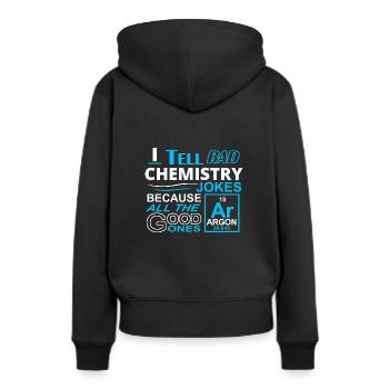 Je raconte des blagues sur la chimie - Sweat à capuche Premium bio Femme - noir - Dos - Julia (174cm)