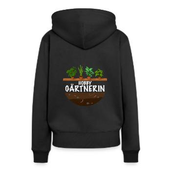 Hobby Gärtnerin das Frauen Garten Outfit - Frauen Premium Bio Hoodie - Schwarz - Hinten - Julia (174cm)