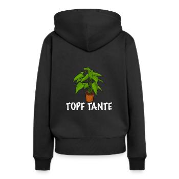 Topf Tante lustiger Gärtner Spruch - Frauen Premium Bio Hoodie - Schwarz - Hinten - Julia (174cm)